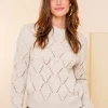 Truien & Vesten*Geisha Fashion Geisha Dames Ajour Trui Met Dots 44571-70 off-white