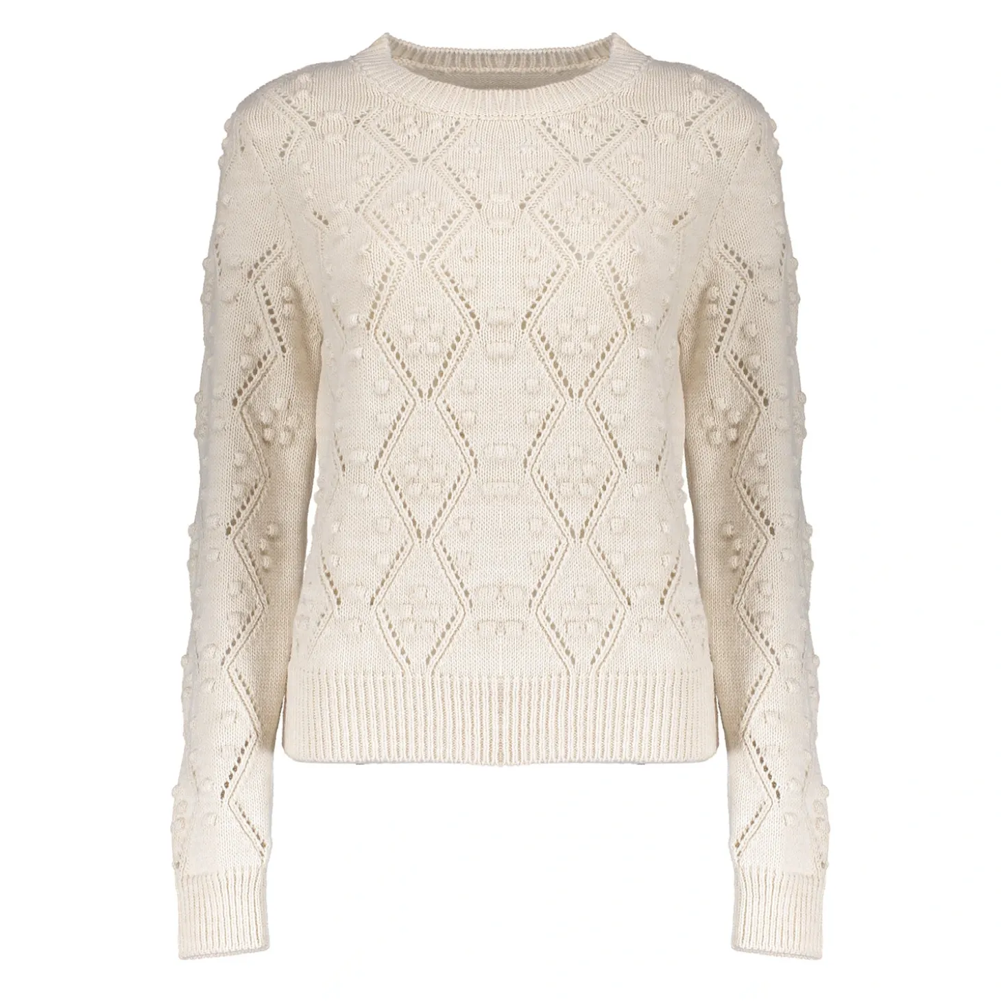 Truien & Vesten*Geisha Fashion Geisha Dames Ajour Trui Met Dots 44571-70 off-white