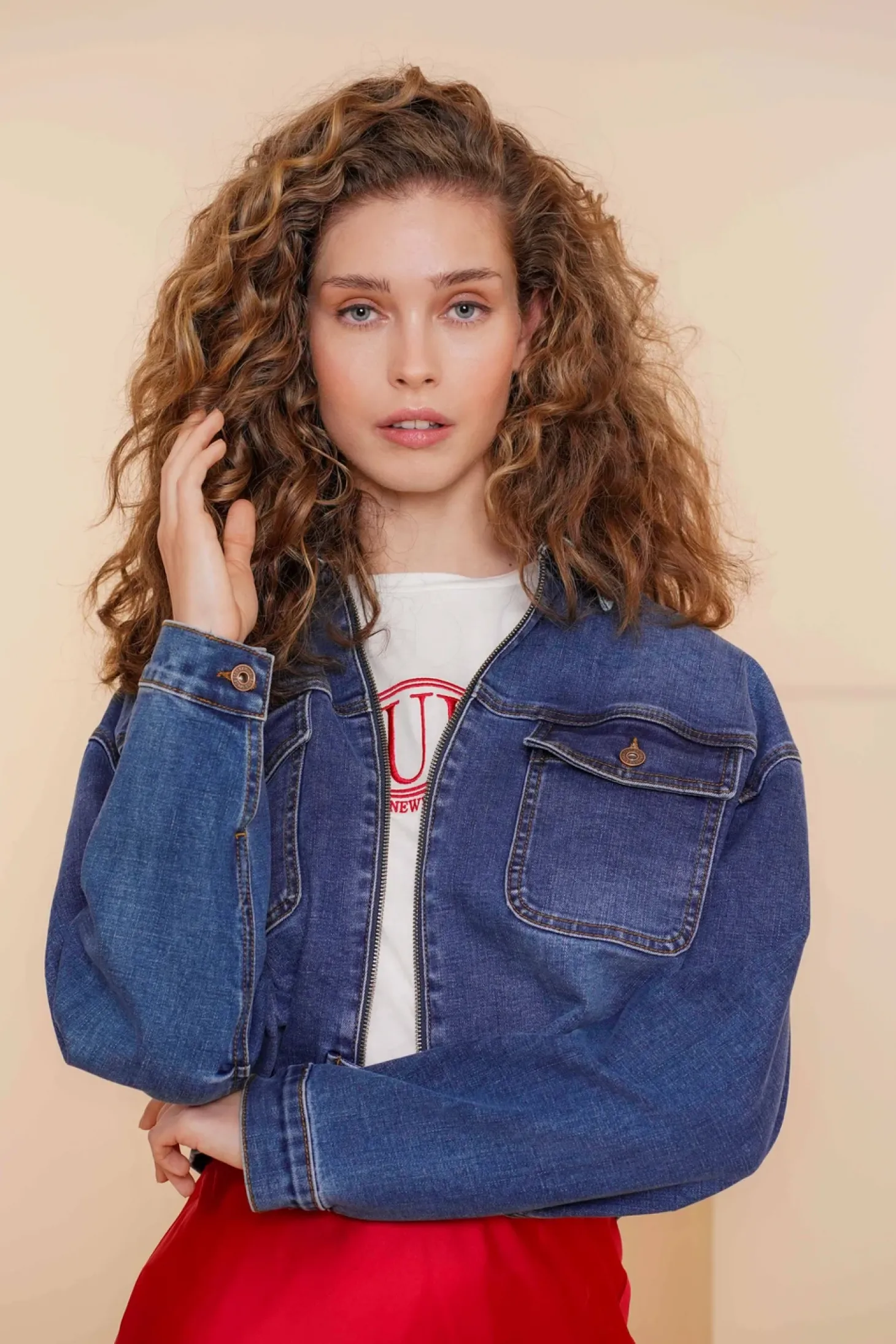 Tops & T-shirts*Geisha Fashion Geisha Dames Basic T-shirt Met Tekst 42635-24 off-white