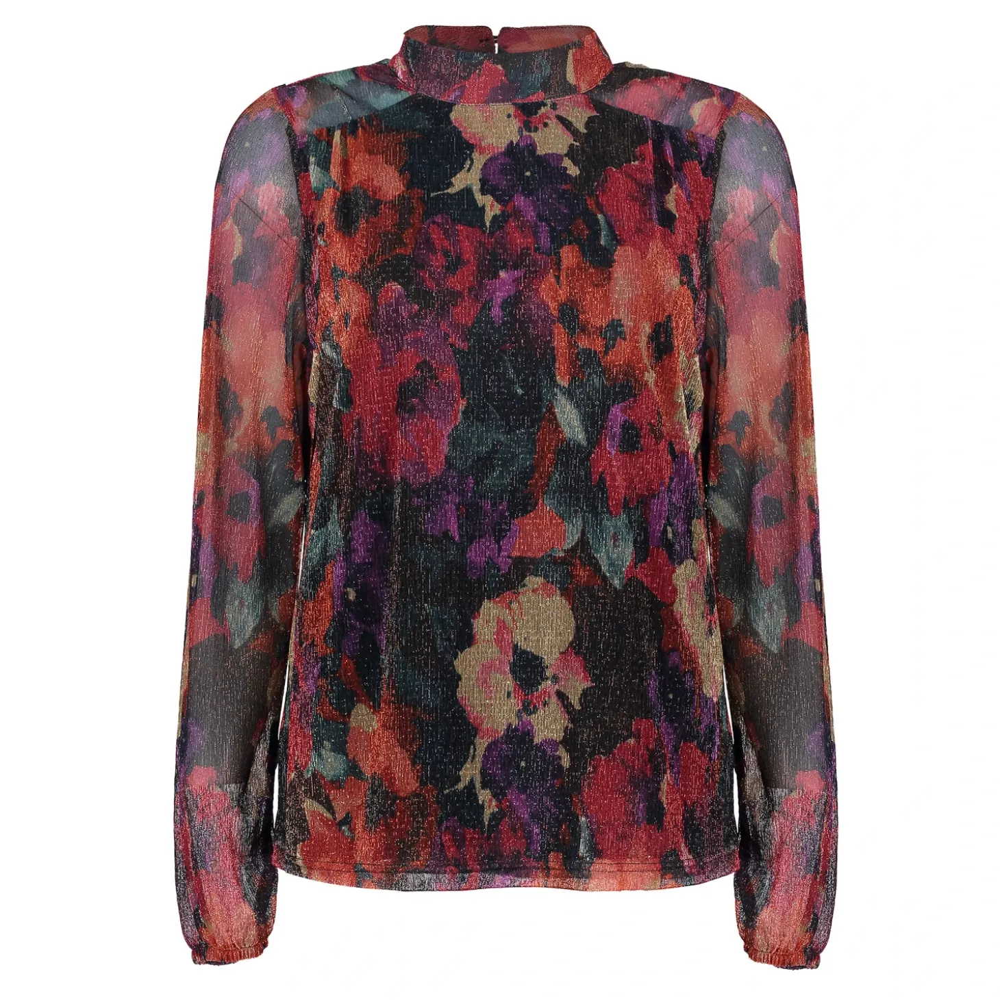 Tops & T-shirts*Geisha Fashion Geisha Dames Bloemenprint Top Met Glitter 43663-20 blue