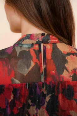 Tops & T-shirts*Geisha Fashion Geisha Dames Bloemenprint Top Met Glitter 43663-20 blue