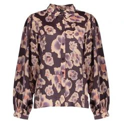 Blouses*Geisha Fashion Geisha Dames Blouse Met Bloemenprint 43673-20 paars