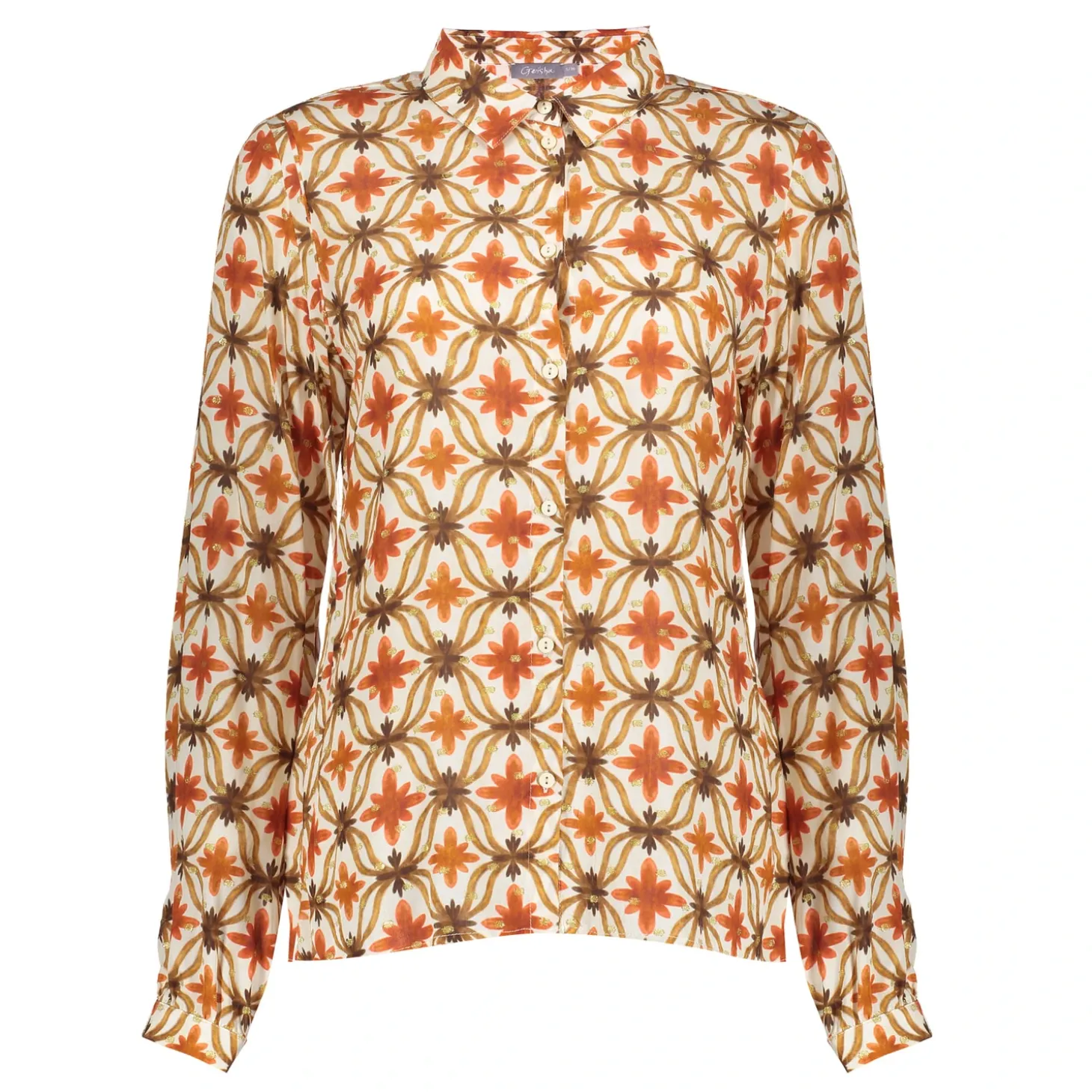Blouses*Geisha Fashion Geisha Dames Blouse Met Bloemenprint En Lurex 43697-20 off-white