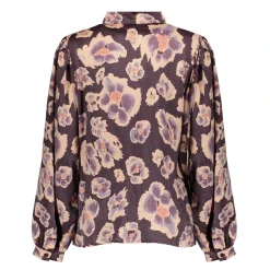 Blouses*Geisha Fashion Geisha Dames Blouse Met Bloemenprint 43673-20 paars