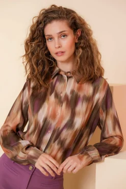Blouses*Geisha Fashion Geisha Dames Blouse Met Grafische Print 43668-20 mauve