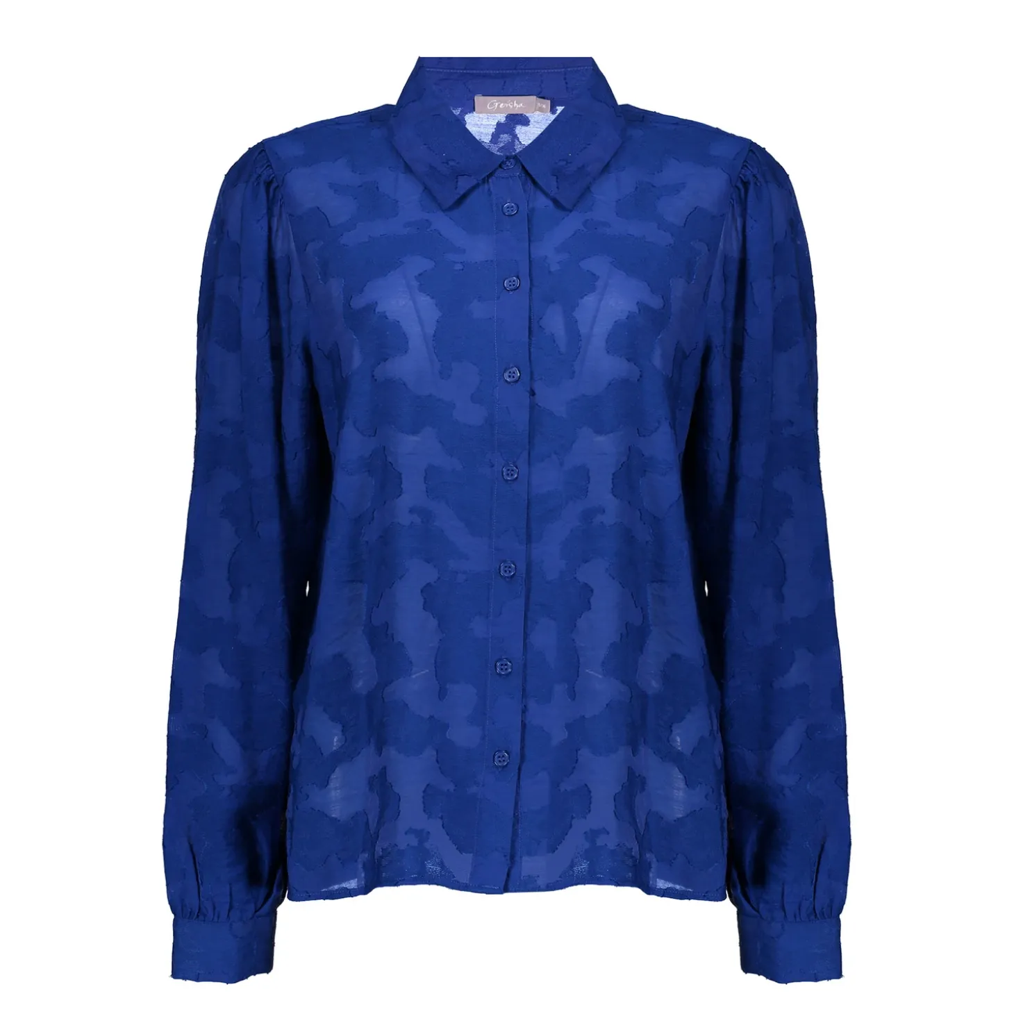 Blouses*Geisha Fashion Geisha Dames Blouse Met Print 43652-47 cobalt