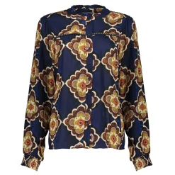 Blouses*Geisha Fashion Geisha Dames Blouse Met Print 43683-20 blue