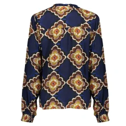 Blouses*Geisha Fashion Geisha Dames Blouse Met Print 43683-20 blue