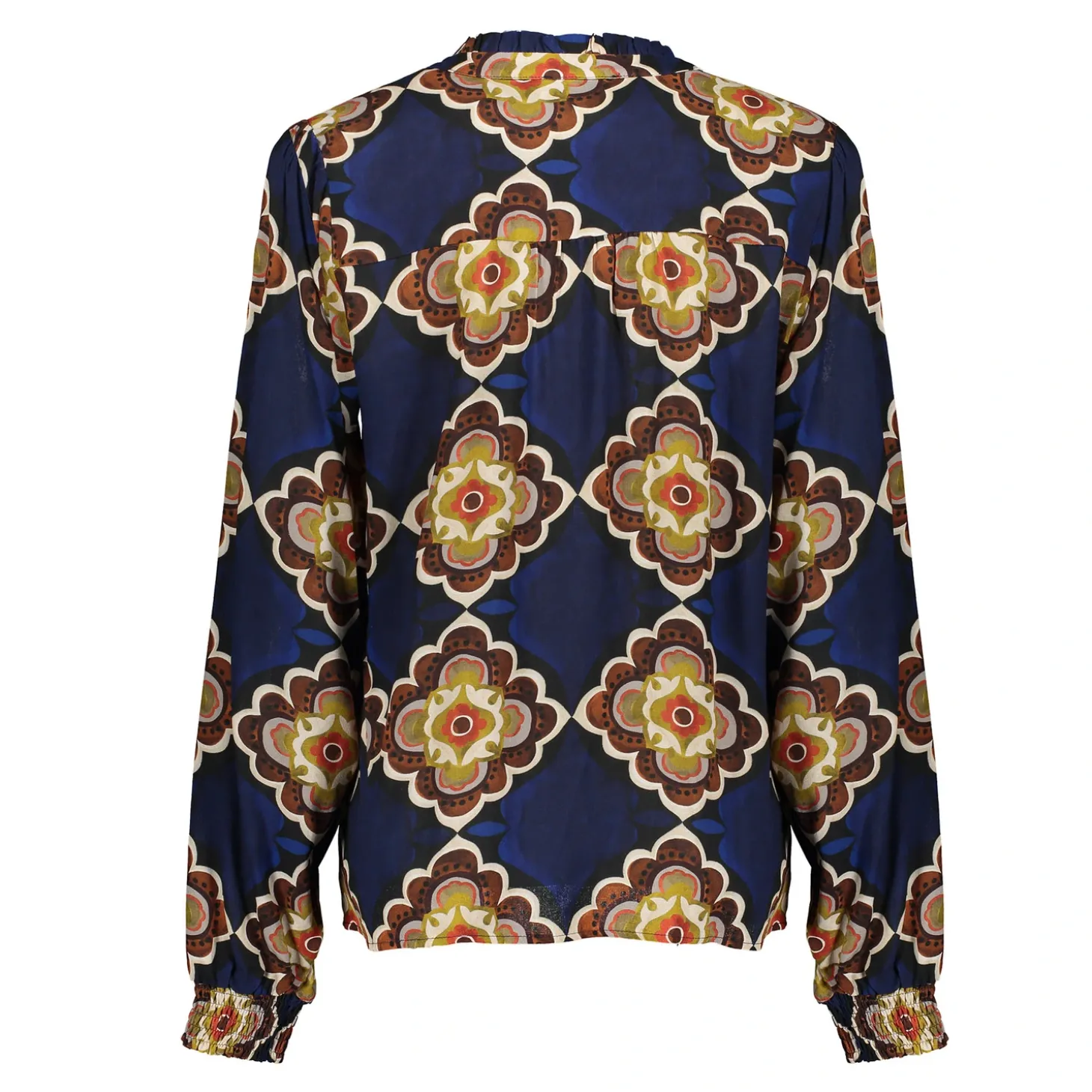 Blouses*Geisha Fashion Geisha Dames Blouse Met Print 43683-20 blue