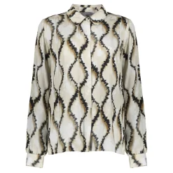 Blouses*Geisha Fashion Geisha Dames Blouse Met Swirl Print 43677-20 sand