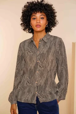 Blouses*Geisha Fashion Geisha Dames Blouse Met Zebraprint 43669-20 off-white