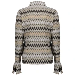 Blouses*Geisha Fashion Geisha Dames Blouse Met Zigzag Print 42664-20 sand