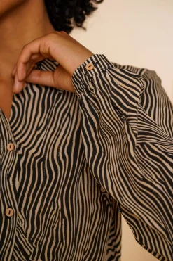 Blouses*Geisha Fashion Geisha Dames Blouse Met Zebraprint 43669-20 off-white