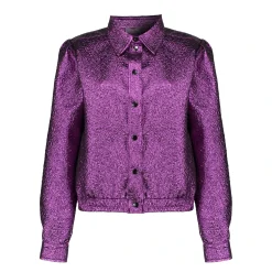 Tops & T-shirts*Geisha Fashion Geisha Dames Bomberjasje Met Metalic Look 43684-20 fuchsia