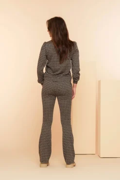 Broeken*Geisha Fashion Geisha Dames Broek Met Minimal Print 41552-70 zwart