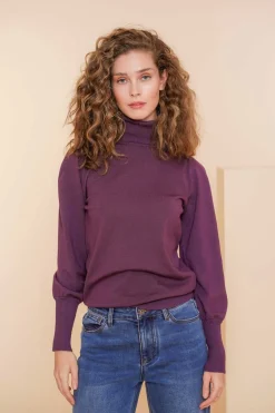 Truien & Vesten*Geisha Fashion Geisha Dames Coltrui Met Pofmouwen 44566-14 mauve