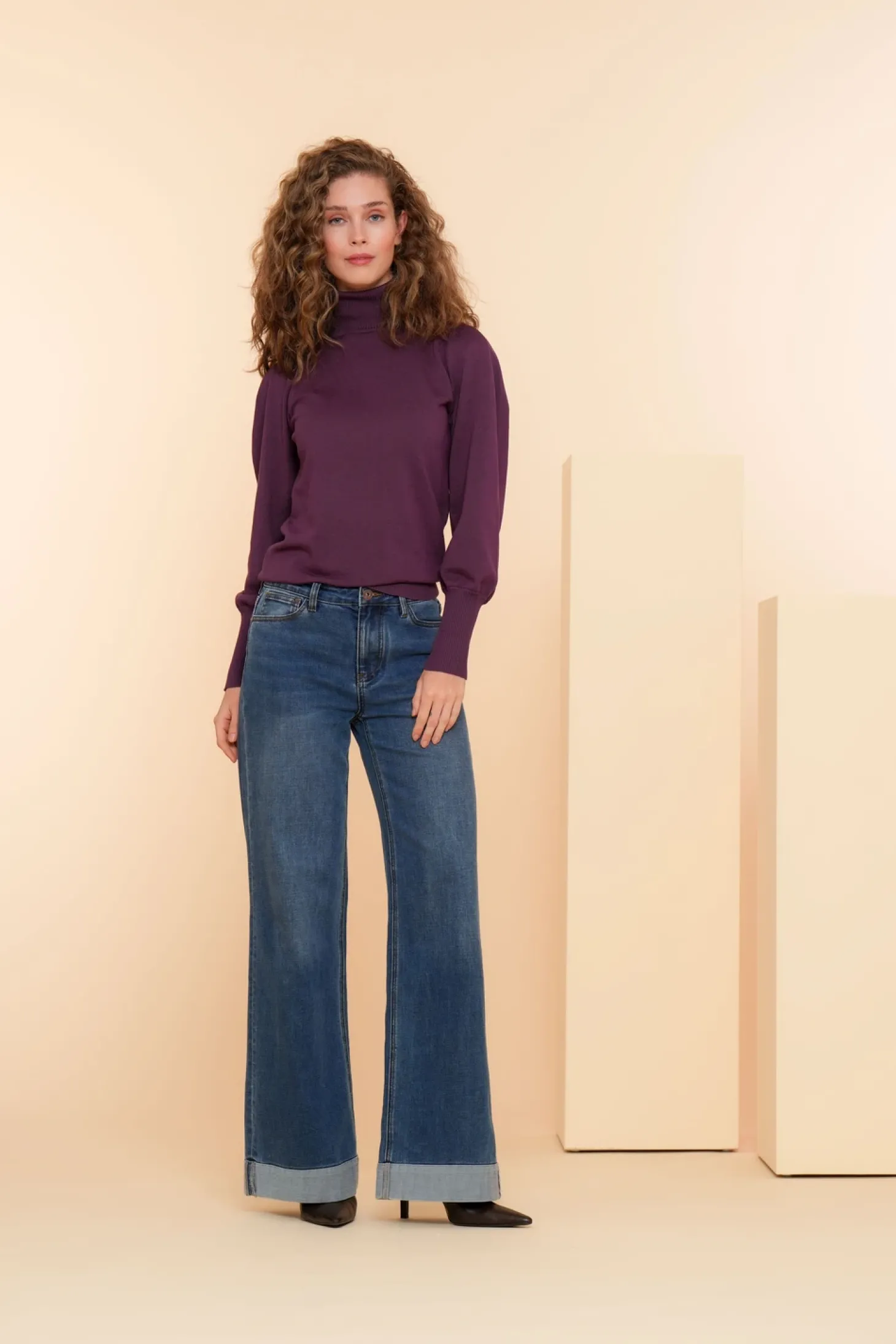 Truien & Vesten*Geisha Fashion Geisha Dames Coltrui Met Pofmouwen 44566-14 mauve