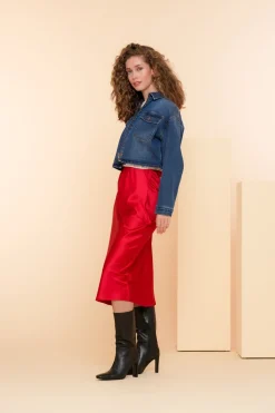 Denim | Jasjes & Blazers*Geisha Fashion Geisha Dames Cropped Spijkerjasje 45511-10 blue denim stonewash