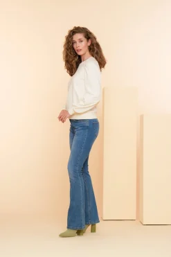 Broeken | Denim*Geisha Fashion Geisha Dames Duurzame Flared Jeans 41600-50 BELLE blue denim