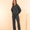 Broeken*Geisha Fashion Geisha Dames Flare Broek Met Print 41674-20 zwart
