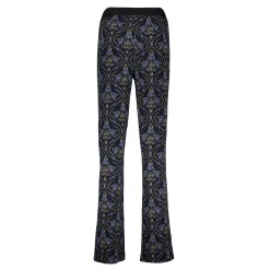 Broeken*Geisha Fashion Geisha Dames Flare Broek Met Print 41674-20 zwart
