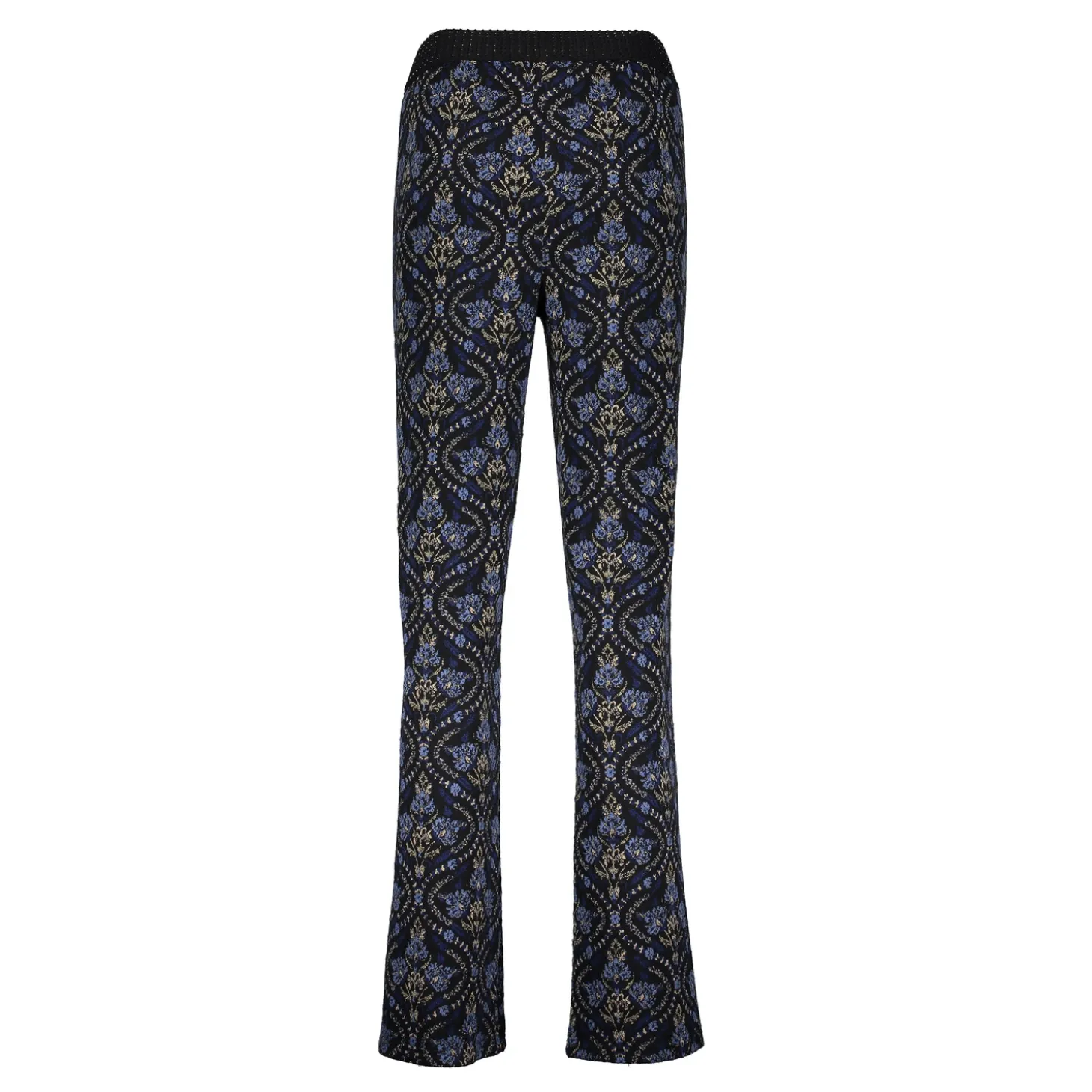 Broeken*Geisha Fashion Geisha Dames Flare Broek Met Print 41674-20 zwart