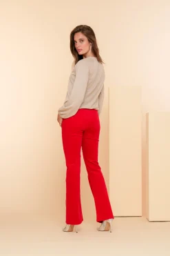 Broeken | Denim*Geisha Fashion Geisha Dames Flare Jeans Met Stretch 41529-10 rood