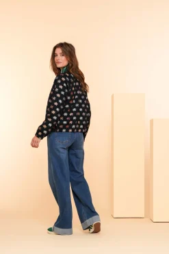 Jasjes & Blazers*Geisha Fashion Geisha Dames Gebloemd Jasje 45623-20 zwart