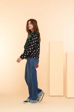 Jasjes & Blazers*Geisha Fashion Geisha Dames Gebloemd Jasje 45623-20 zwart