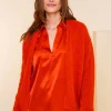 Truien & Vesten*Geisha Fashion Geisha Dames Gebreid Vest 44585-70 oranje