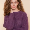 Truien & Vesten*Geisha Fashion Geisha Dames Gebreide Kabeltrui 44580-70 mauve