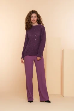Truien & Vesten*Geisha Fashion Geisha Dames Gebreide Kabeltrui 44580-70 mauve