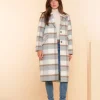 Jassen & Jacks*Geisha Fashion Geisha Dames Geruite Wollen Jas 48532-21 grijs