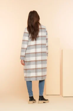 Jassen & Jacks*Geisha Fashion Geisha Dames Geruite Wollen Jas 48532-21 grijs