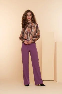 Broeken*Geisha Fashion Geisha Dames Geweven Wide Leg Pantalon 41638-32 mauve