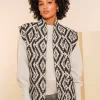 Truien & Vesten*Geisha Fashion Geisha Dames Gilet Met Jacquard Gebreid Patroon 45584-21 zwart