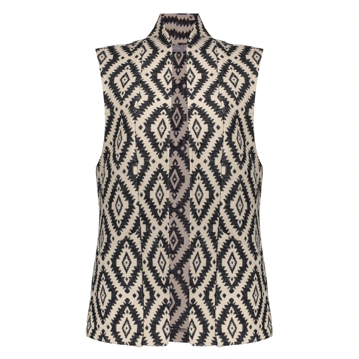 Truien & Vesten*Geisha Fashion Geisha Dames Gilet Met Jacquard Gebreid Patroon 45584-21 zwart