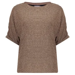 Tops & T-shirts*Geisha Fashion Geisha Dames Glitter Pullover Met Korte Mouwen 42661-20 gold