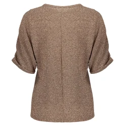 Tops & T-shirts*Geisha Fashion Geisha Dames Glitter Pullover Met Korte Mouwen 42661-20 gold