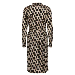 Jurken & Jumpsuits*Geisha Fashion Geisha Dames Grafische Jurk Met Ceintuur 47580-14 zwart