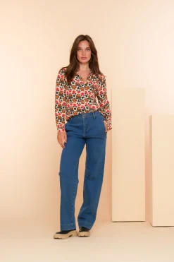 Denim | Broeken*Geisha Fashion Geisha Dames High Loose Jeans 41620-99 mid blue denim