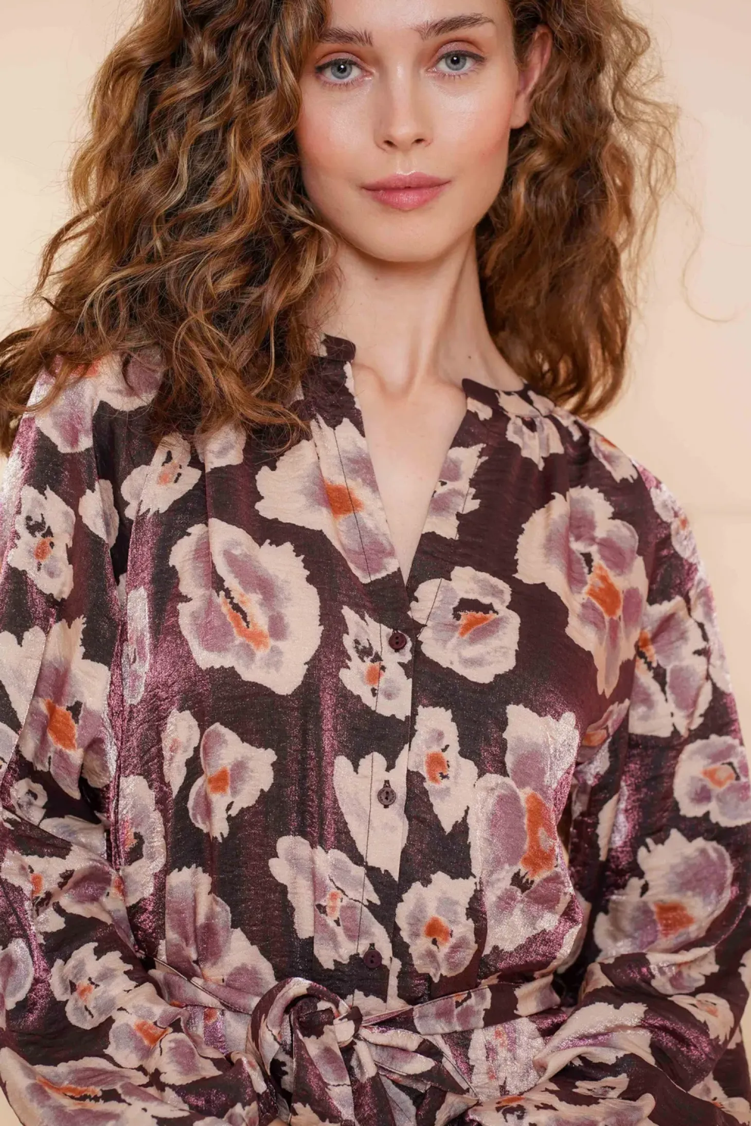 Jurken & Jumpsuits*Geisha Fashion Geisha Dames Jurk Met Bloemenprint 47614-20 paars