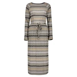 Jurken & Jumpsuits*Geisha Fashion Geisha Dames Jurk Met Zigzag Print 47610-20 sand