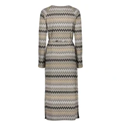 Jurken & Jumpsuits*Geisha Fashion Geisha Dames Jurk Met Zigzag Print 47610-20 sand