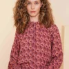 Blouses*Geisha Fashion Geisha Dames Kleurrijke Blouse Met Ikat Print 43698-20 mauve