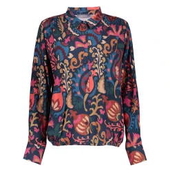 Blouses*Geisha Fashion Geisha Dames Kleurrijke Blouse 43670-20 blue