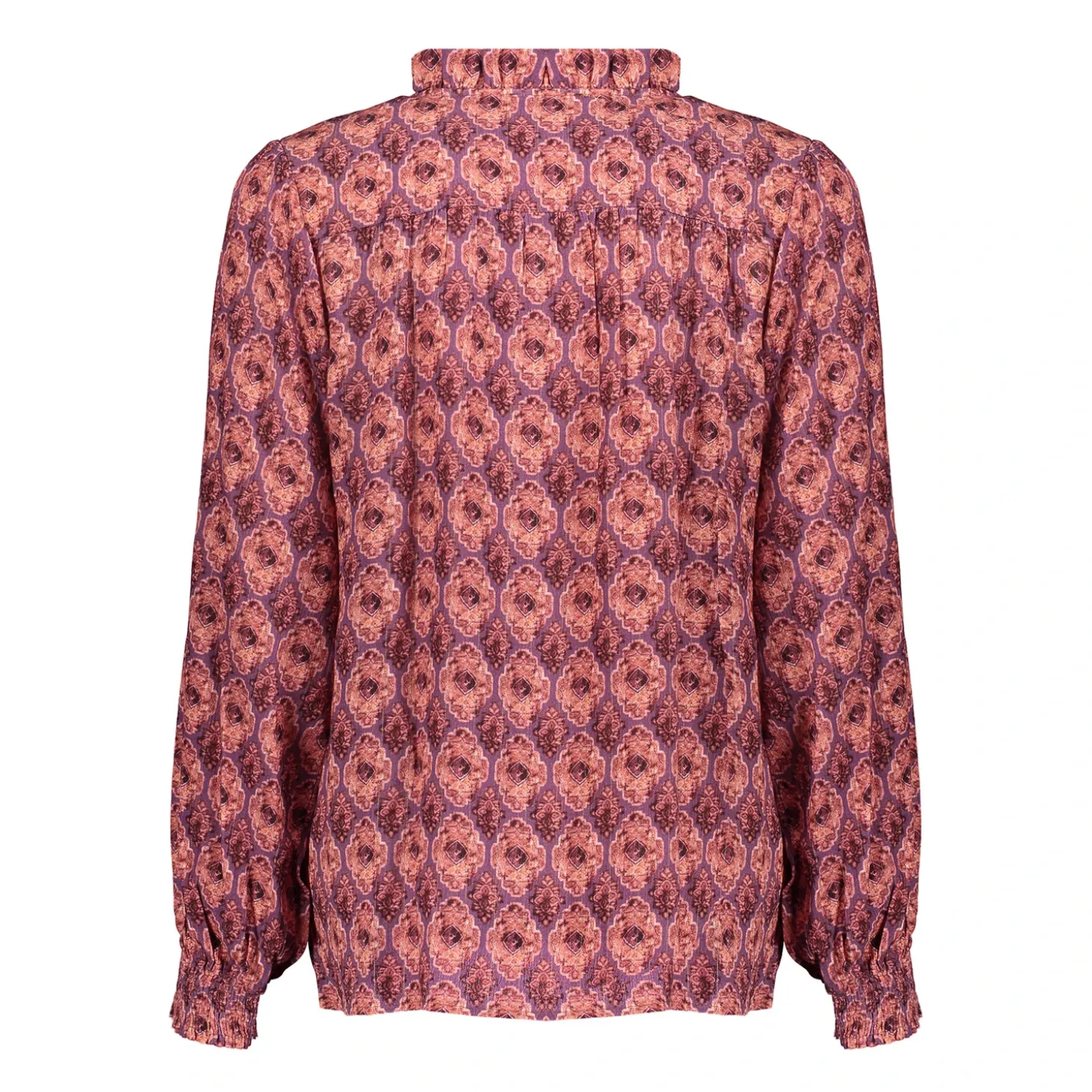 Blouses*Geisha Fashion Geisha Dames Kleurrijke Blouse Met Ikat Print 43698-20 mauve