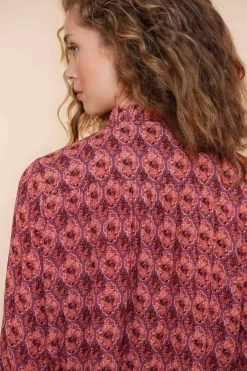 Blouses*Geisha Fashion Geisha Dames Kleurrijke Blouse Met Ikat Print 43698-20 mauve
