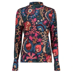 Tops & T-shirts*Geisha Fashion Geisha Dames Kleurrijke Top Met Col 42650-20 blue