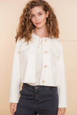 Jasjes & Blazers*Geisha Fashion Geisha Dames Korte Blazer Met Gouden Knopen 45514-10 off-white